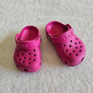 Crocs Baby Girl 4C Pink Fuchsia Easy-On Slip-On  Clogs Casual Waterproof
